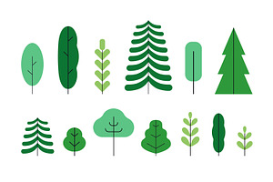 Forest trees, green plants set, a Decorative Illustration by Good Studio