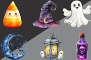 Watercolor Halloween Collection, an Illustration by Black Bird Studio (Thumbnail 2 of 6)