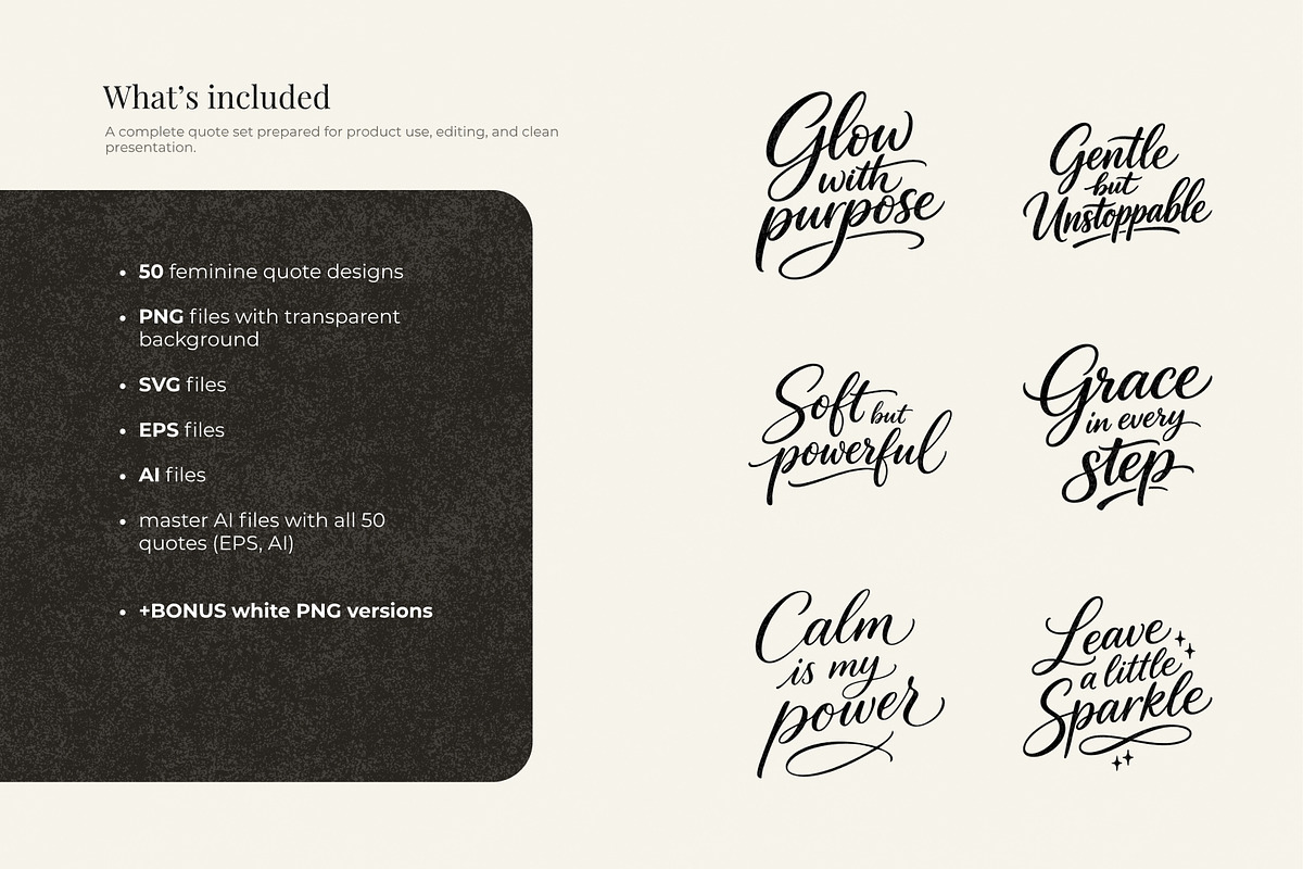 Feminine Quotes Lettering Bundle, an Object Graphic by Yanakicc (Photo 2 of 9)