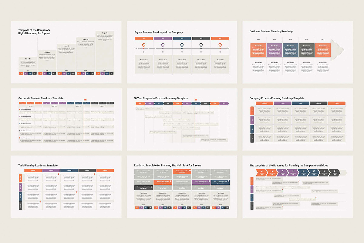 Roadmap Templates for PowerPoint, a Presentation Template by HiSlide.io (Photo 2 of 4)