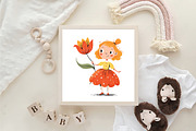 whimsical flowers and girls clipart, an Illustration by CraftArtStudio (Thumbnail 6 of 6)
