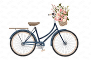 Navy & Blush Floral Bicycle & Extras, an Illustration by Amanda Ilkov (Thumbnail 3 of 5)