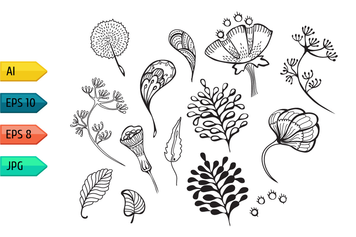 Set of vintage floral silhouettes, a Pattern Graphic by julia_musdotter (Photo 10 of 11)