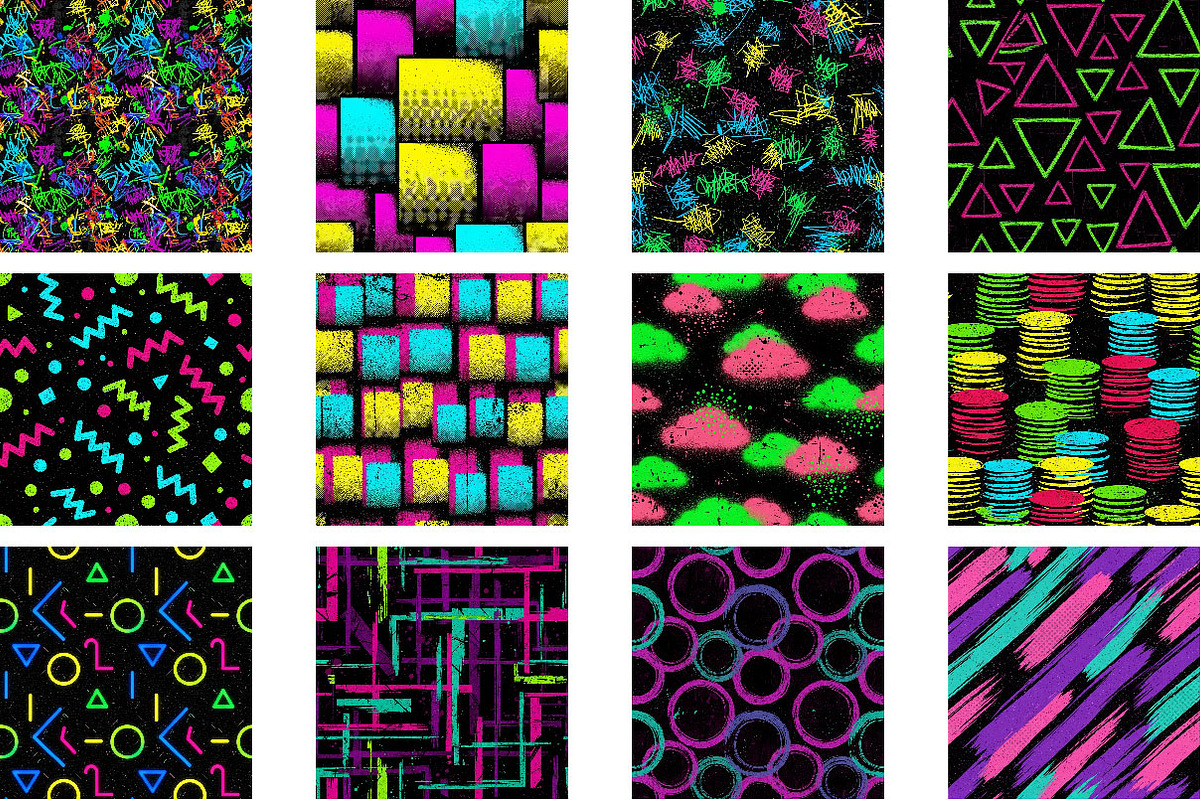 80s Neon Grunge Seamless Patterns, a Pattern Graphic by Wow Magic (Photo 2 of 3)