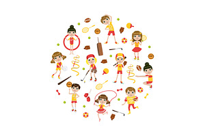 Cute Kids Kids Playing Various, a Sport Illustration by TopVectors