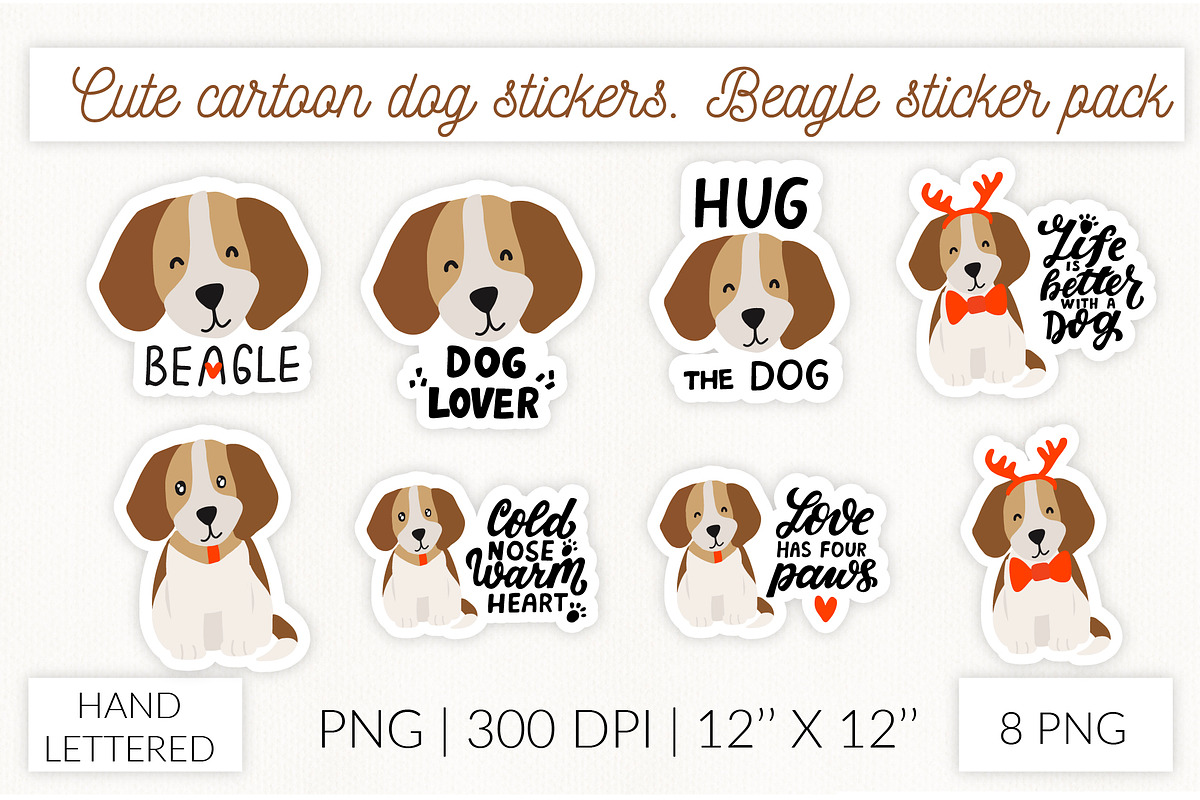 Cute dog stickers. Puppy Christmas, an Object Graphic by Let's Art (Photo 2 of 24)