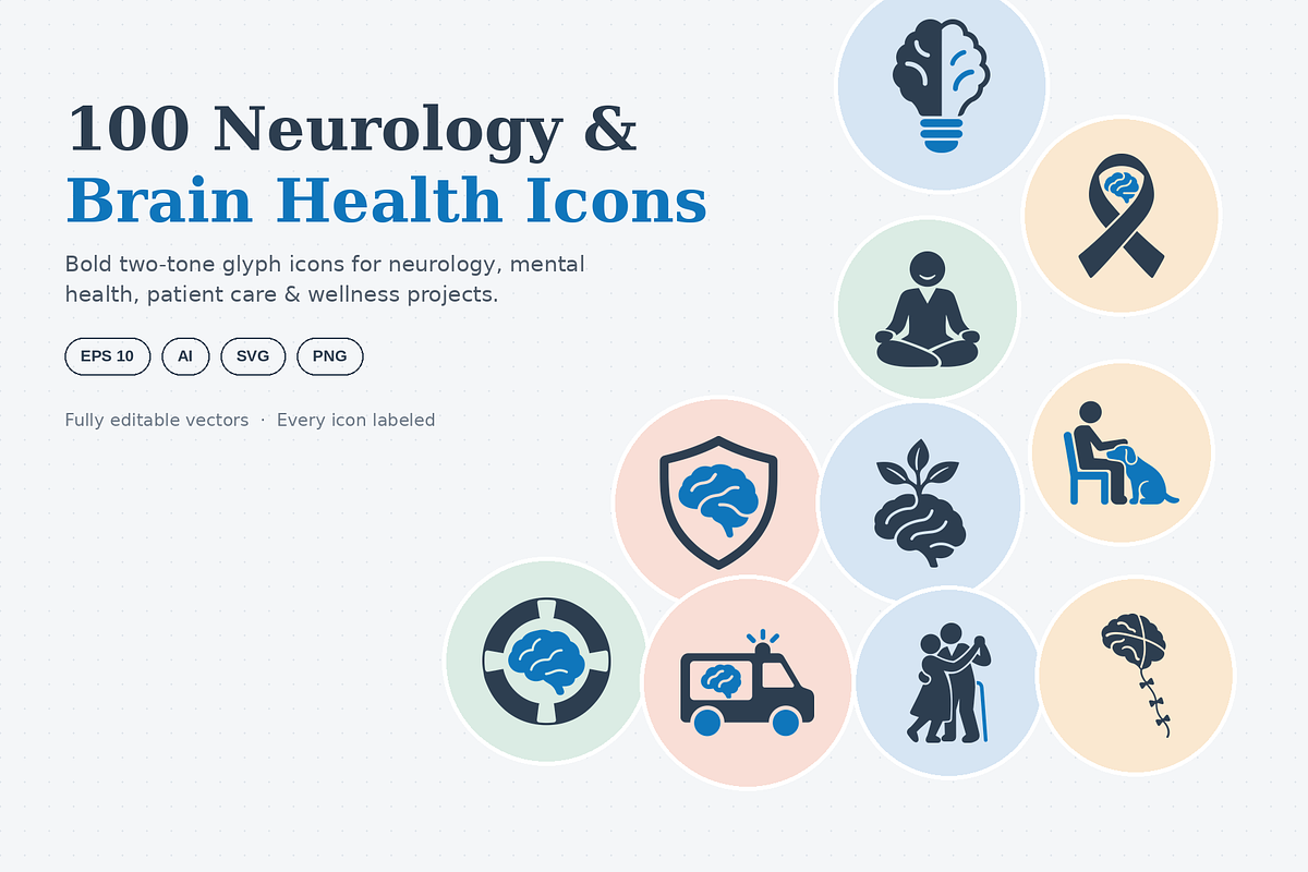 Neurology & Brain Health Icons, a Duotone Icon by Symbolic Language (Photo 1 of 5)