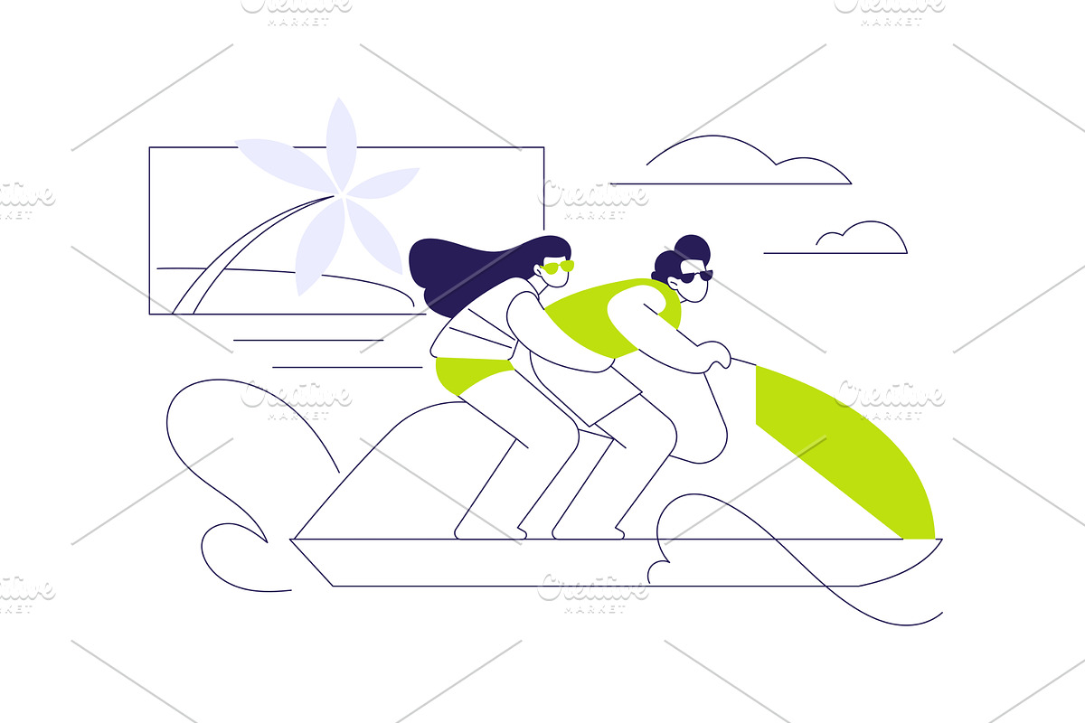 Jetski riding abstract concept, a Transportation Illustration by Visual Generation