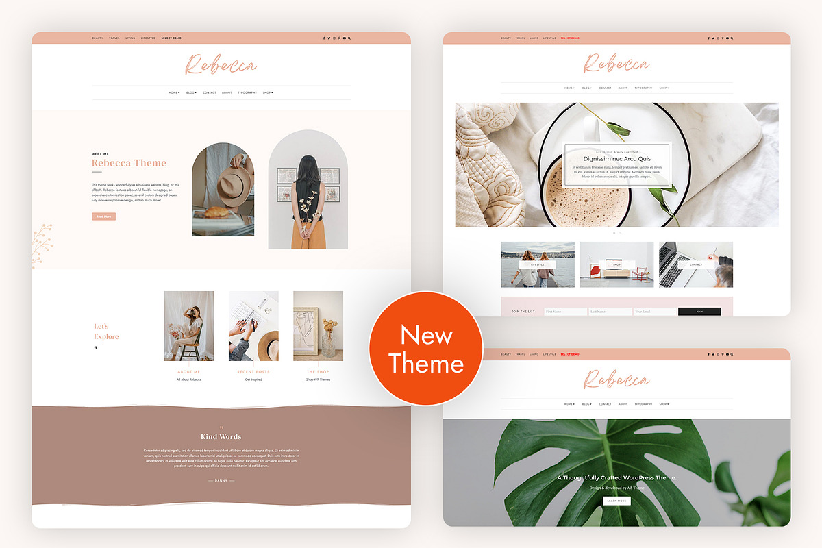 Rebecca WordPress Theme for Bloggers, a WordPress Template by AZ-Theme (Photo 1 of 8)