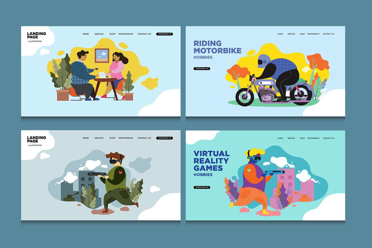 20 Flat Landing Page Illustration, a Work Illustration by singpentinkhappy (Photo 2 of 6)