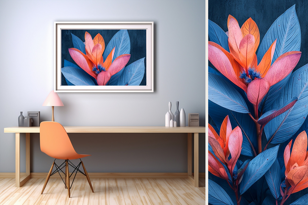 8 blue plant leaves art wall print, a Decorative Illustration by ARTOZEN DIGITAL (Photo 5 of 13)