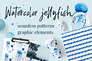 Watercolor Jellyfish, a Background Graphic by Svyatoslava_M (Thumbnail 1 of 6)
