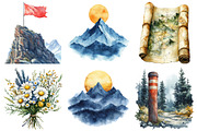 Watercolor Summer Mountain Clipart, an Illustration by Craft Nest (Thumbnail 3 of 6)