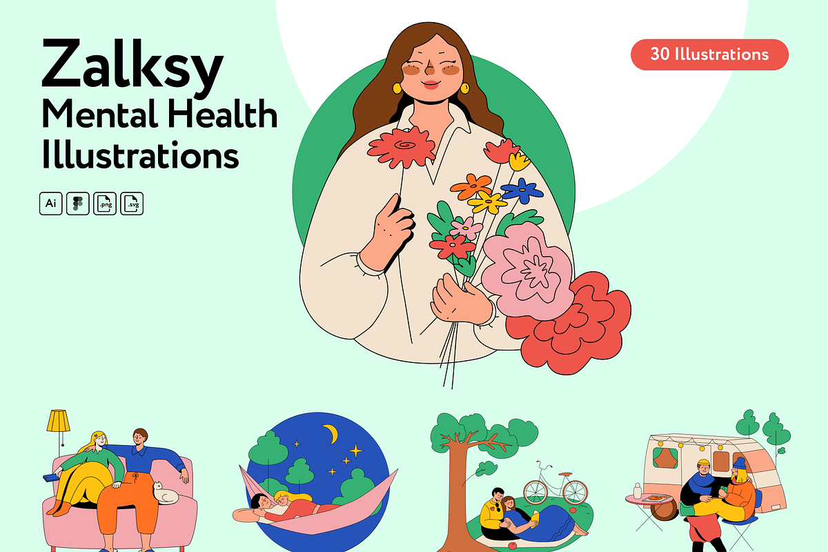 Zalksy Mental Health Illustrations, a Healthcare Illustration by Welovegraphics (Photo 7 of 7)