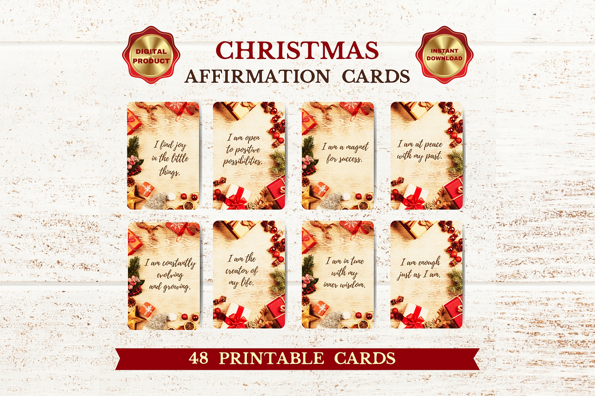 48 Christmas Affirmation Cards, a Card Template by SimoDigitalArt (Photo 1 of 7)