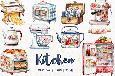 Kitchen Set Watercolor Sublimation, a Food Illustration by Maysa Art