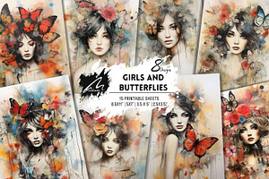 Girl and Butterflies, Collage Papers, a Person Illustration by Digital Art Mahdiseño