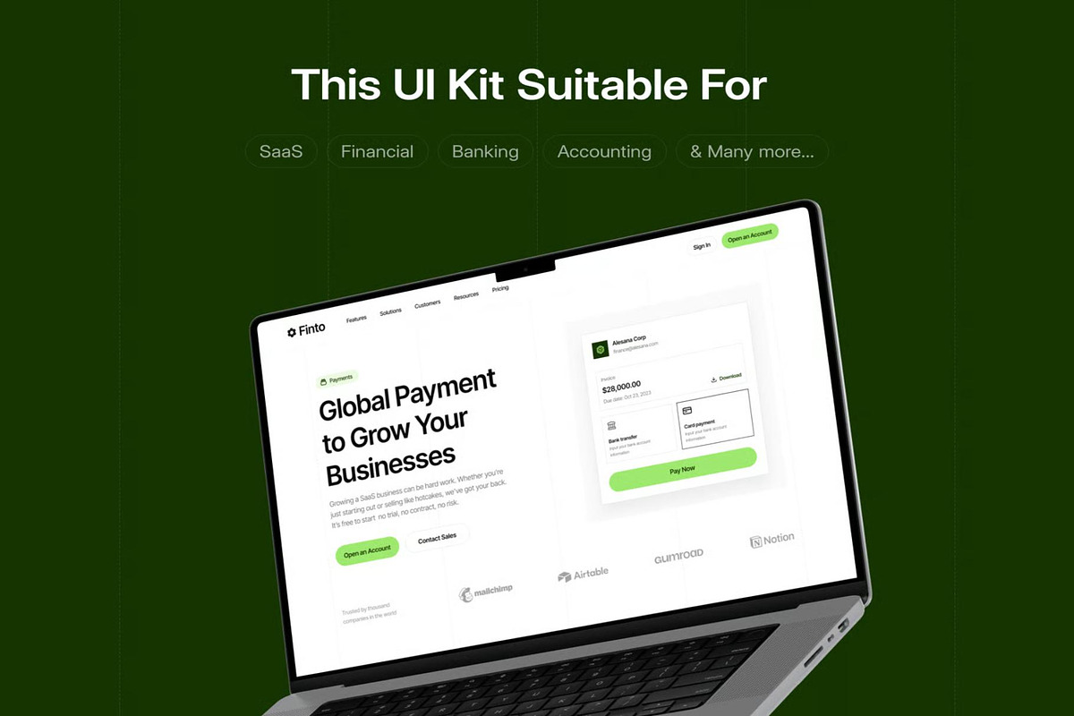 Finto Finance Website Coded Template, an UI Kit Template by Creative Perspective (Photo 3 of 7)