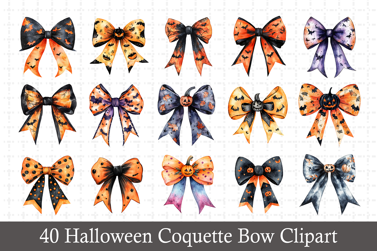 Halloween Bow Watercolor Bundle, an Illustration by RaiihanCrafts