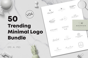 50 Trending Minimal Logo Bundle V04