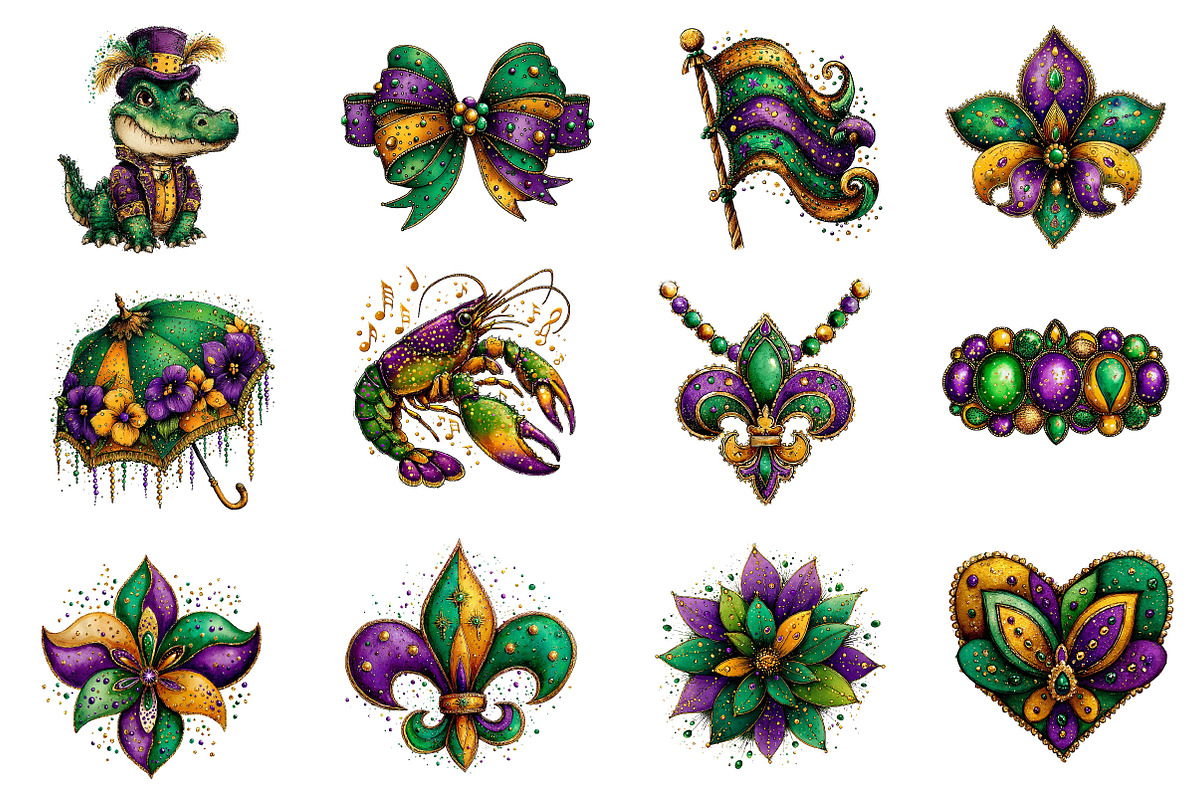 Mardi Gras Sublimation Clipart, an Illustration by Dream Creation (Photo 2 of 5)
