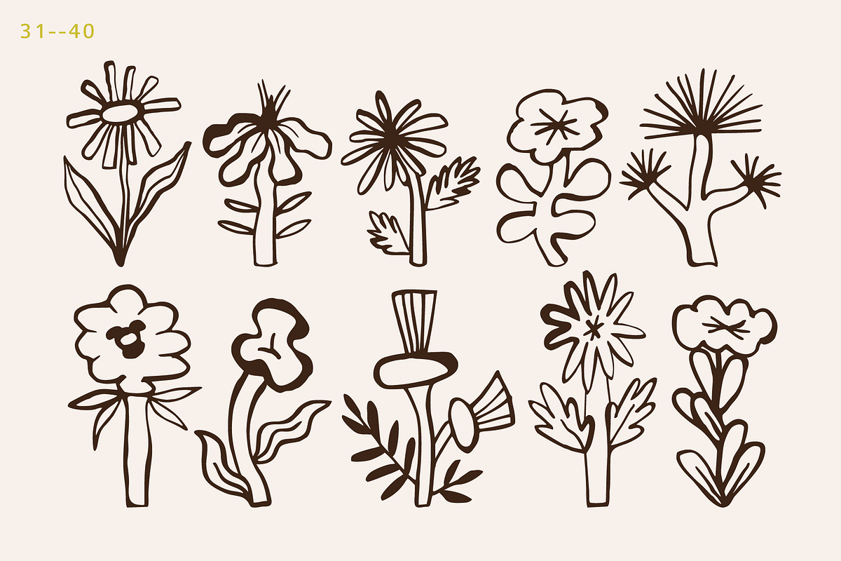 Quirky Florals Hand Drawn collection, an Object Illustration by Lena Nikolaeva (Photo 9 of 12)