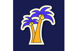 Two colourful palm trees with purple, an Object Illustration by okskukuruza