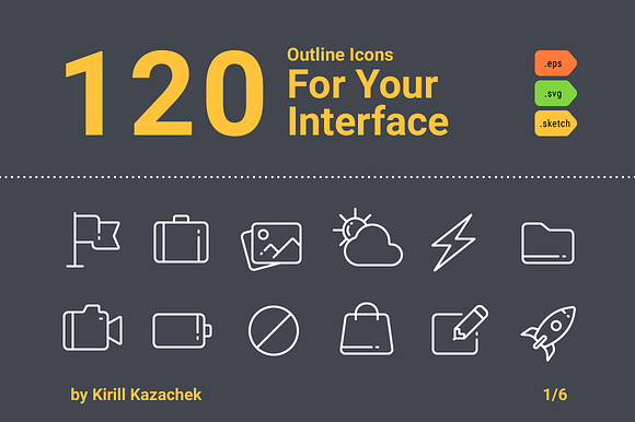120 Outline Icons For Your Interface