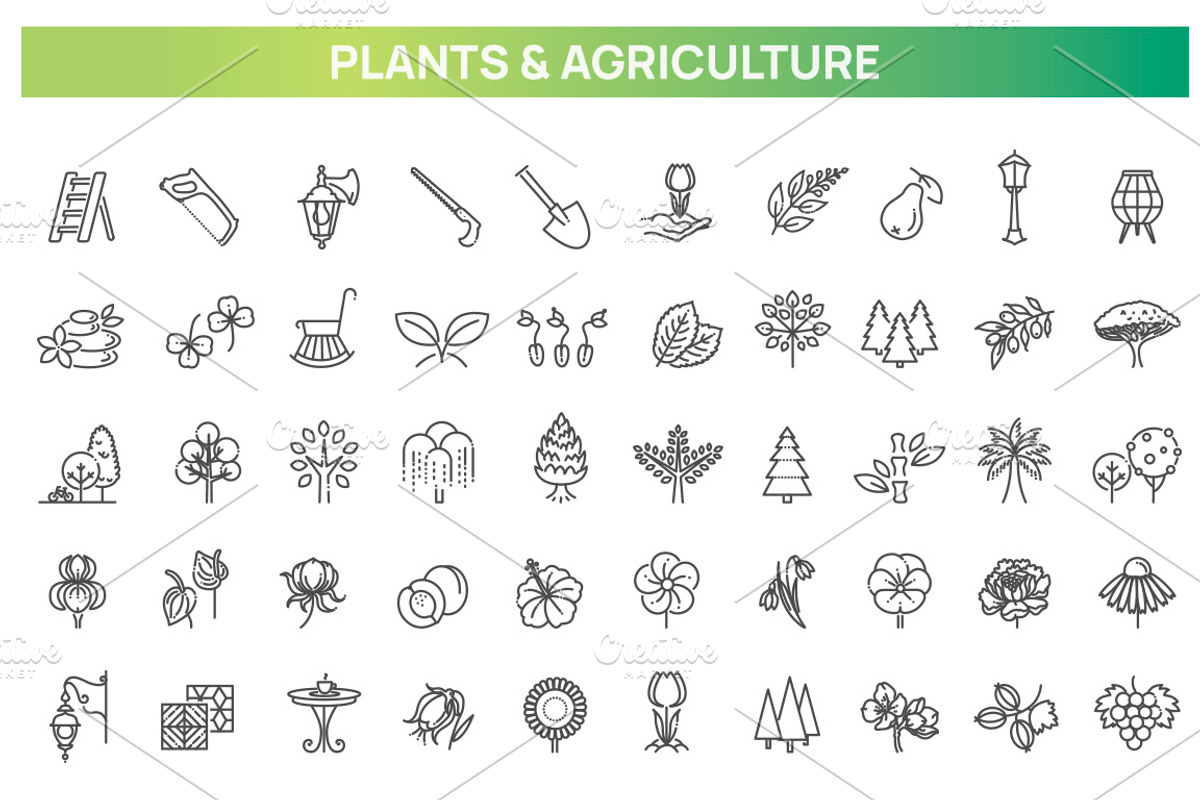 Gardening Line Icons Collection, an Outline Icon by Tettygreen (Photo 1 of 2)
