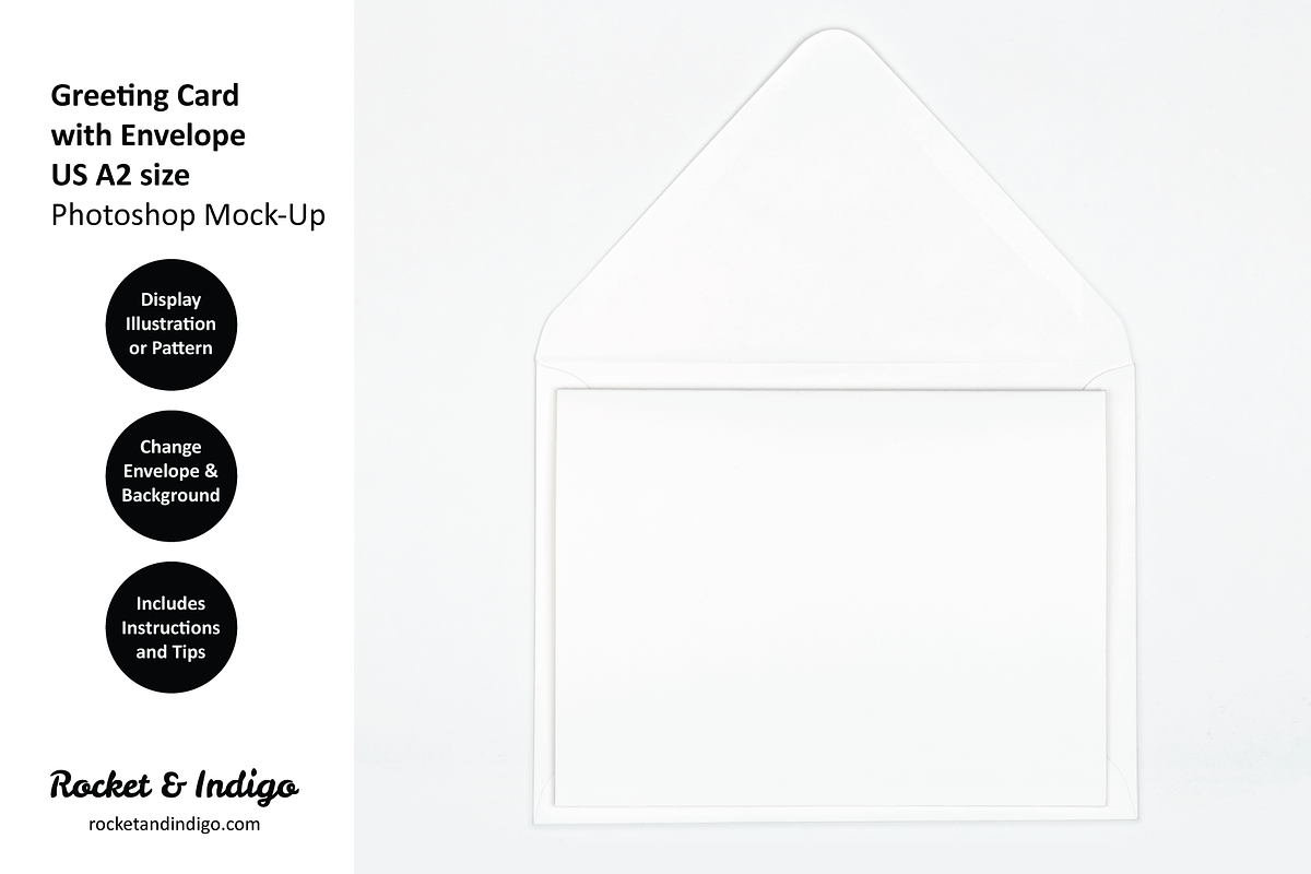 US A2 Card + Envelope PS Mockup, a Merchandise Mockup by Rocket & Indigo (Photo 7 of 7)