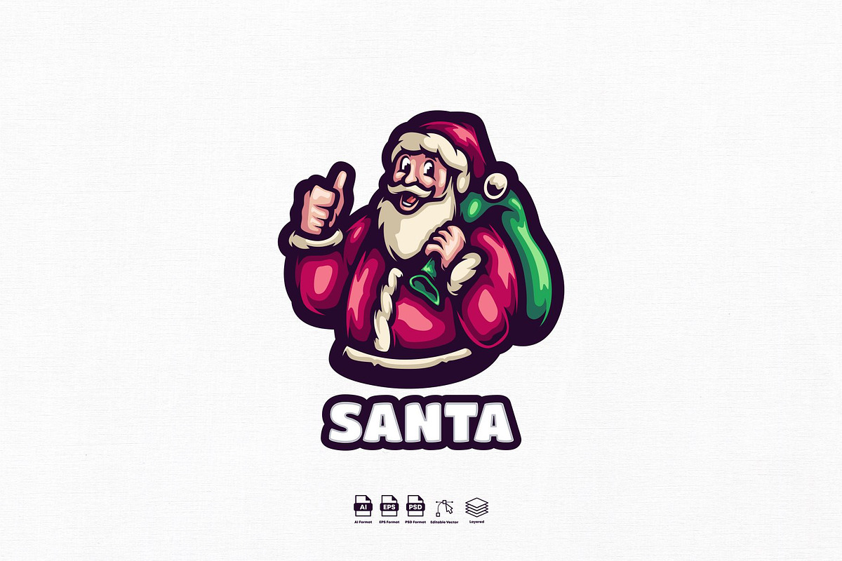 Santa Mascot Logo Design, a Branding & Logo Template by kromastd22