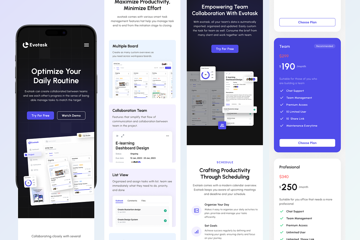 Evotask - Framer Template, a Landing Page Template by Agensip Design Agency (Photo 3 of 10)