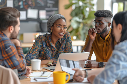Portrait of business people as a team in modern office, a Person Photo by AlyaAnd