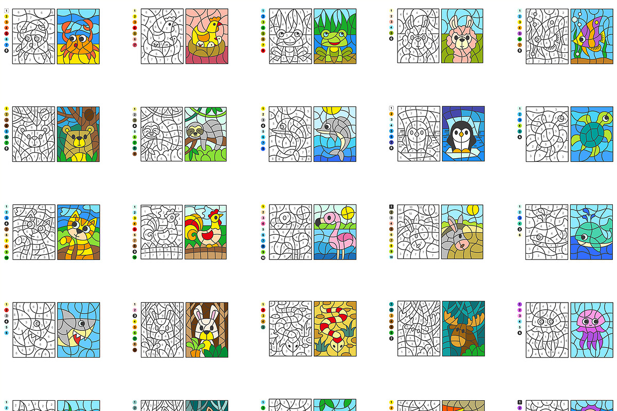 Color by Numbers. Animals #2, an Animal Illustration by Nataliia Toporovska (Photo 3 of 3)