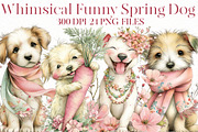 Whimsical funny spring Dog Clipart, an Illustration by Designworld (Thumbnail 1 of 8)