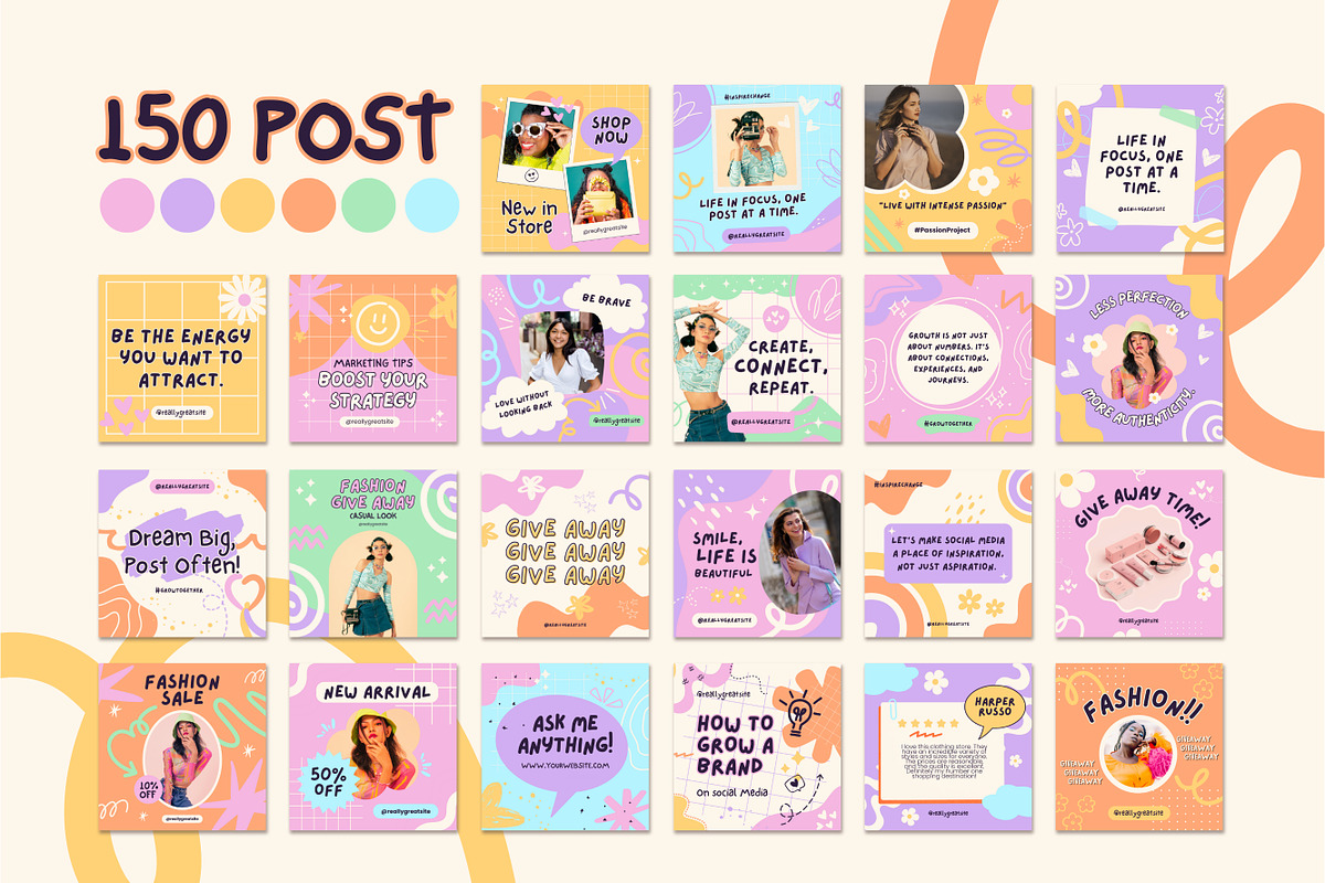 150 Social Media Post Template Canva, a Templates & Theme by TemplateCastleStore (Photo 2 of 10)