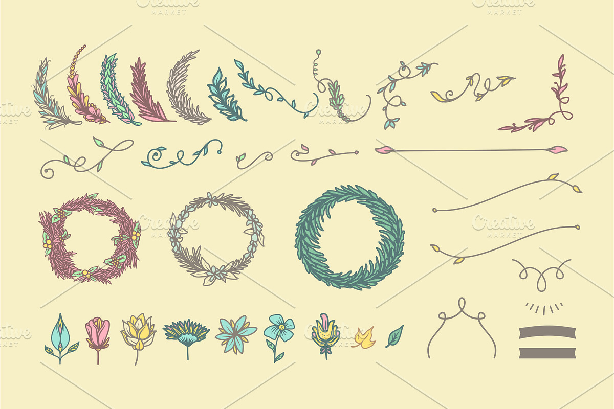 30+ Floral Elements preview 2