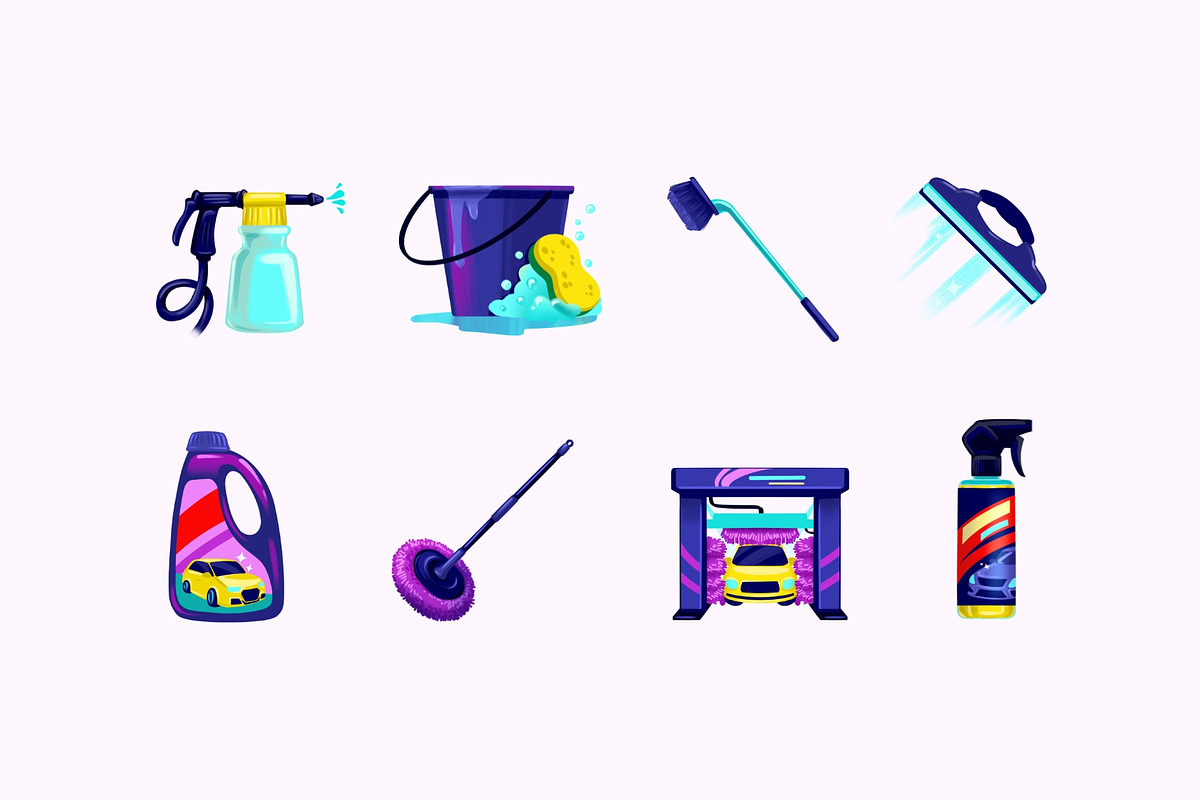 Car Wash Tools, an Object Graphic by Deemak Daksina (Photo 2 of 3)