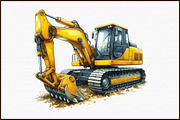 Watercolor Construction Vehicles Cli, an Illustration by Sublimation Artist (Thumbnail 3 of 5)