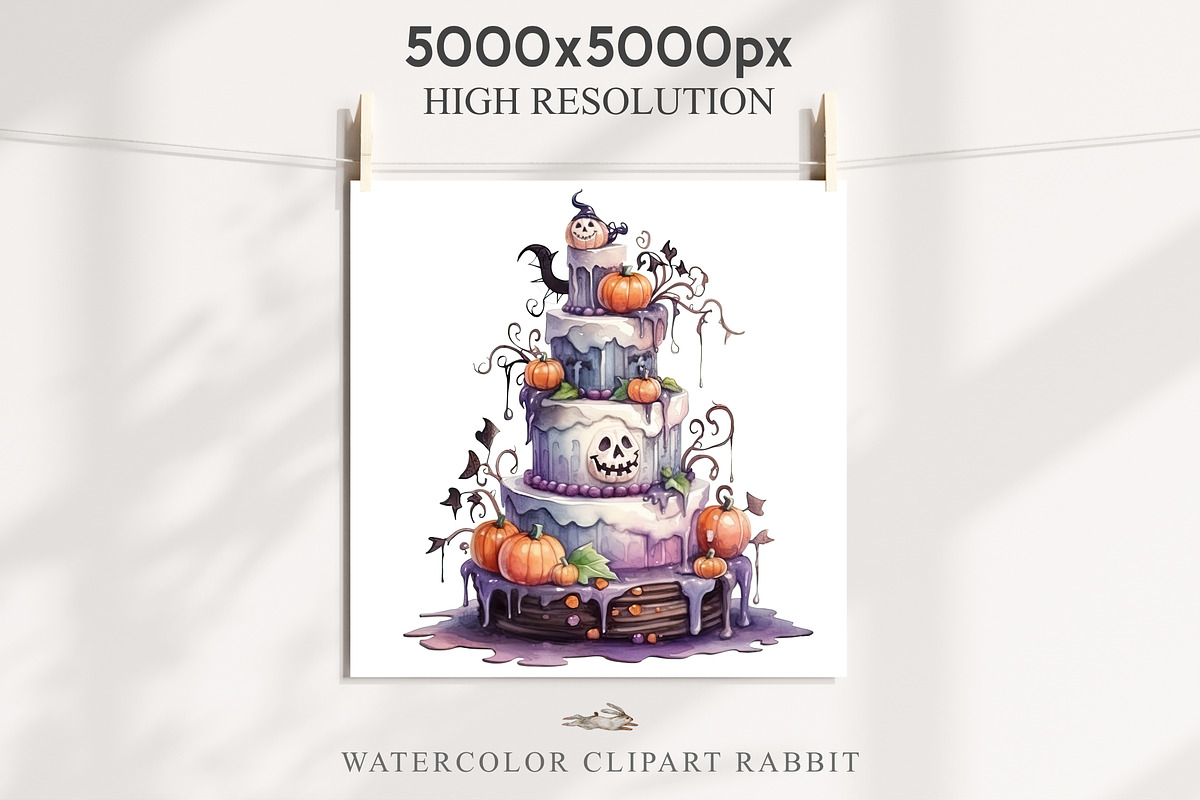 Halloween Cake Spooky Baking Clipart, a Seasonal Illustration by Rabbit Heart (Photo 8 of 10)
