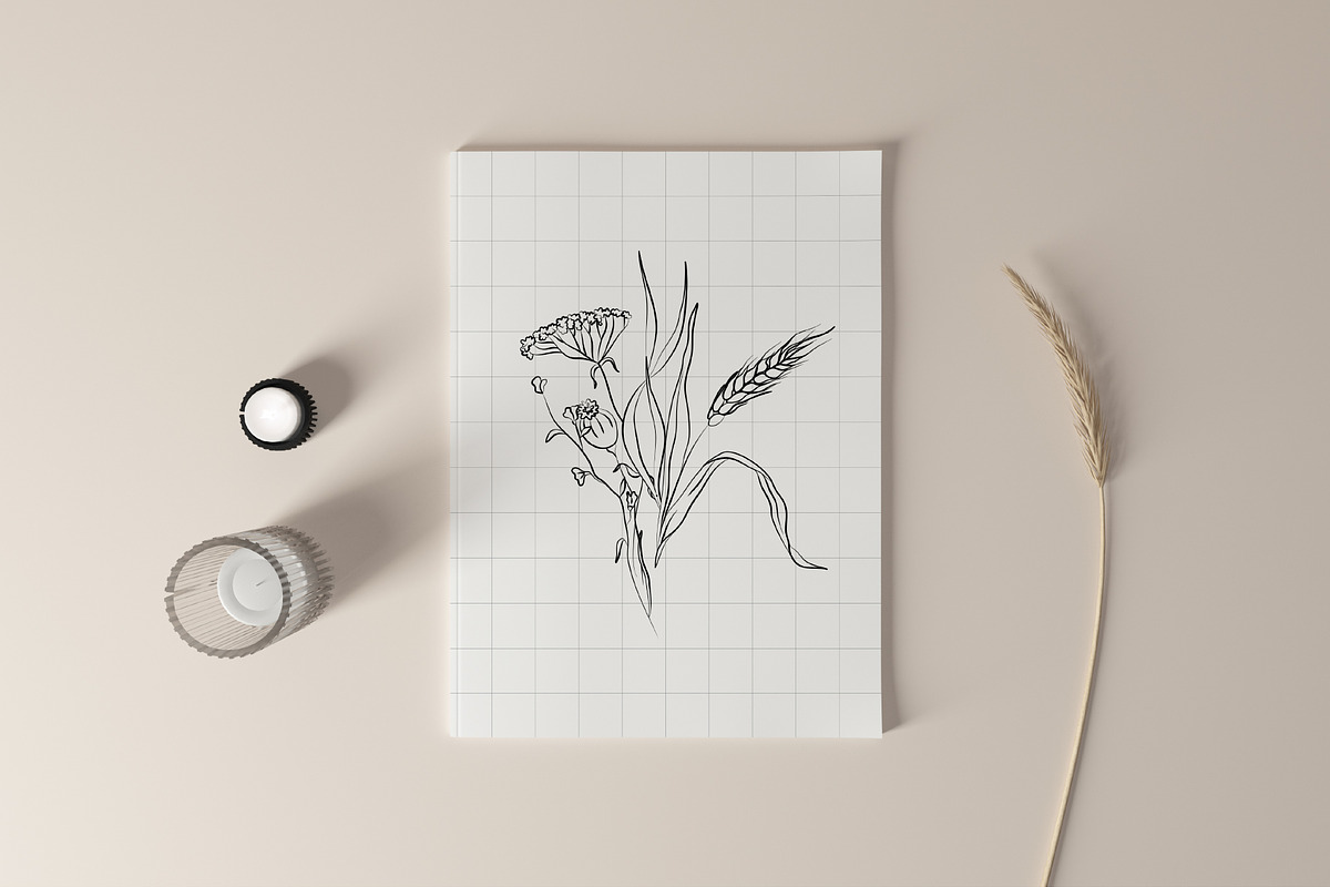 Autumn Botanicals Line Art Clipart, a Decorative Illustration by La Petite Line Art (Photo 5 of 14)