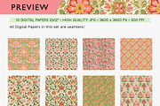 Boho Summer Floral Digital Paper, a Pattern Graphic by Maishop (Thumbnail 4 of 4)