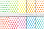 Watercolor Raindrops Digital Paper, a Pattern Graphic by AzmariDigitals (Thumbnail 1 of 2)