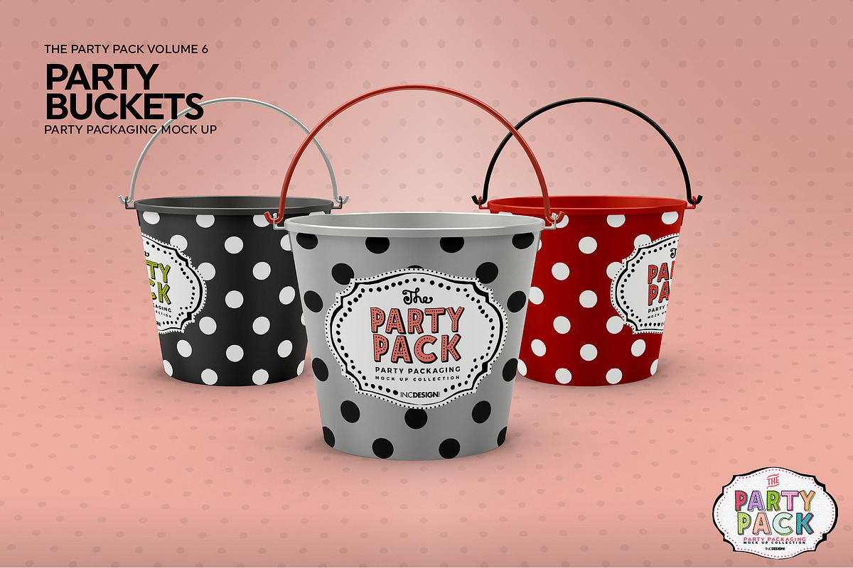 Party Buckets Packaging Mockup, a Product Mockup by INCDesign (Photo 4 of 7)