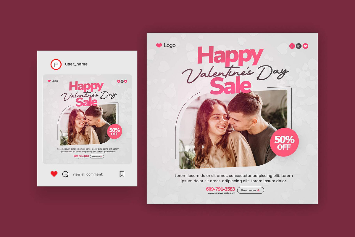 Valentine's Day Social Media Post, a Social Media Template by Saman Osama (Photo 2 of 2)
