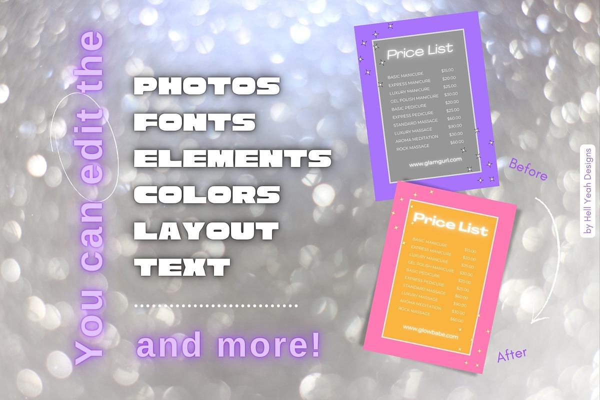 Glam Business Price Lists Templates, a Stationery Template by Hell Yeah Designs (Photo 6 of 6)