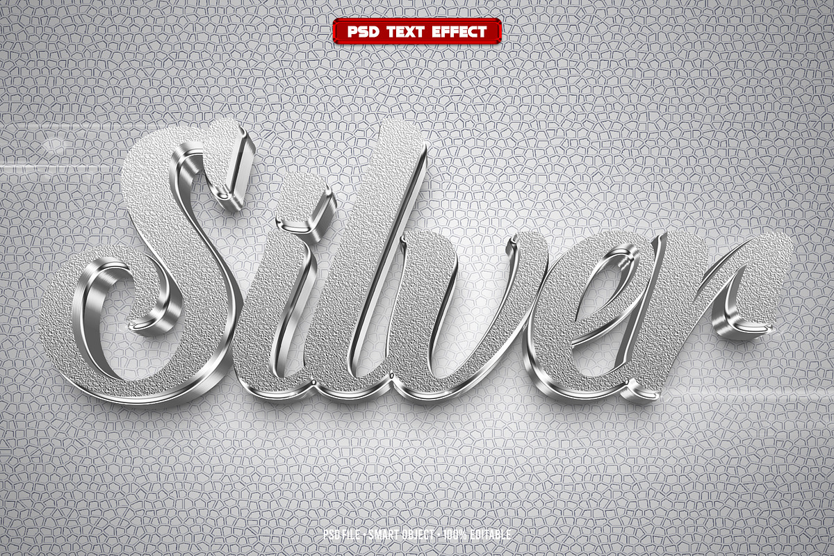 Silver 3D editable text effect, a Layer Style Add-On by Hello Muh