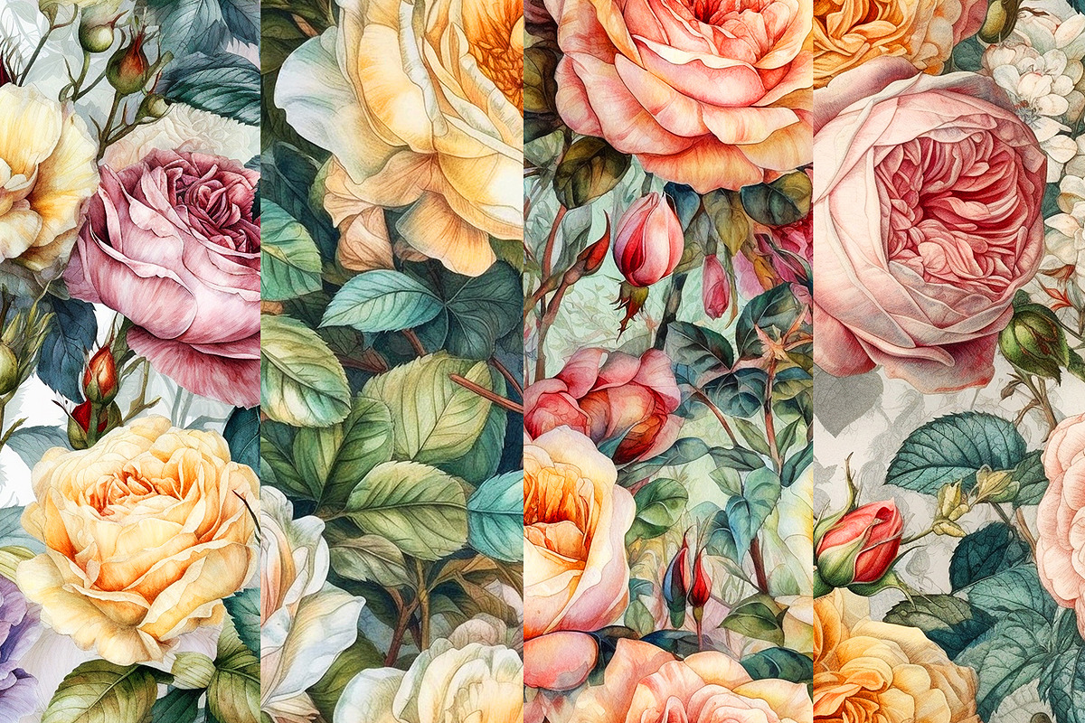 Vintage Flowers Digital Papers, a Pattern Graphic by BonaDesigns (Photo 5 of 5)