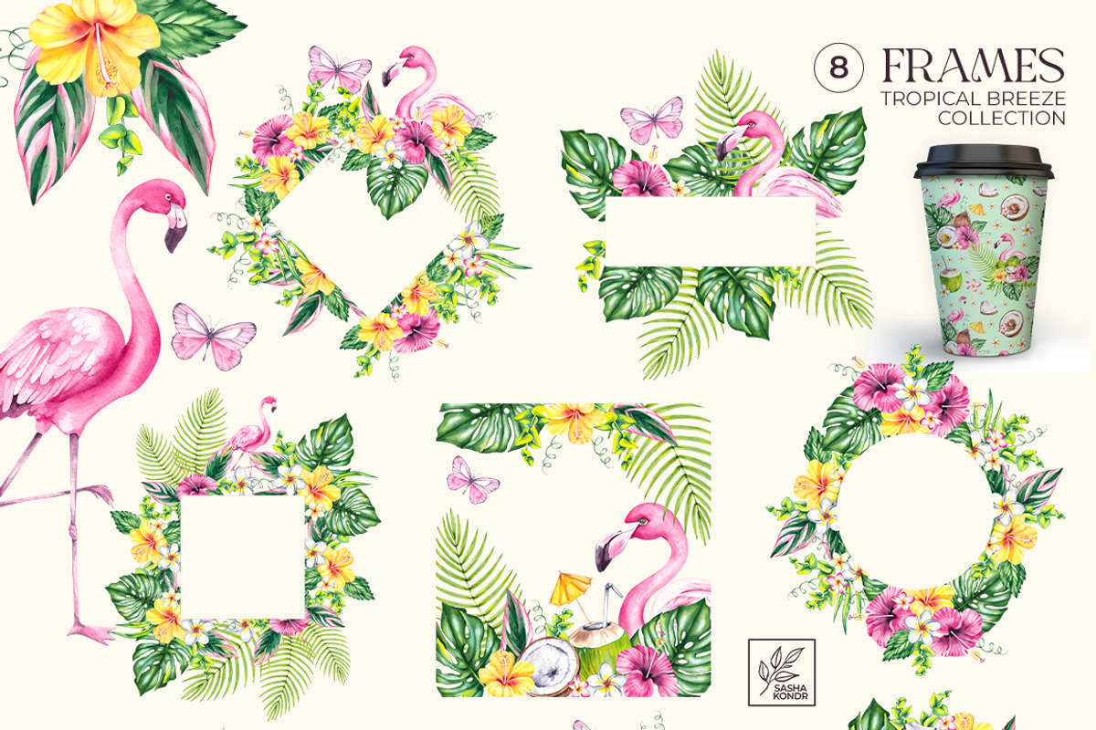Tropical Breeze Clipart & Patterns, a Seasonal Illustration by SashaKondr (Photo 11 of 13)