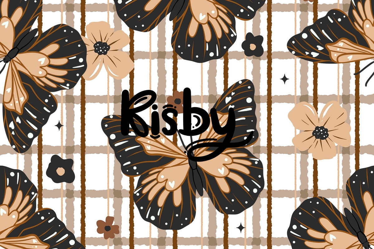 Boho Fall Butterfly Plaid Seamless, a Pattern Graphic by KisbyArt (Photo 1 of 3)